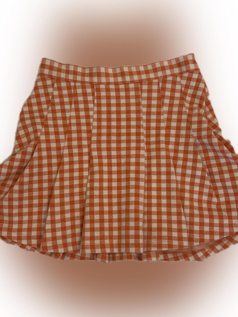 Free People Orange Gingham Pleated skirt